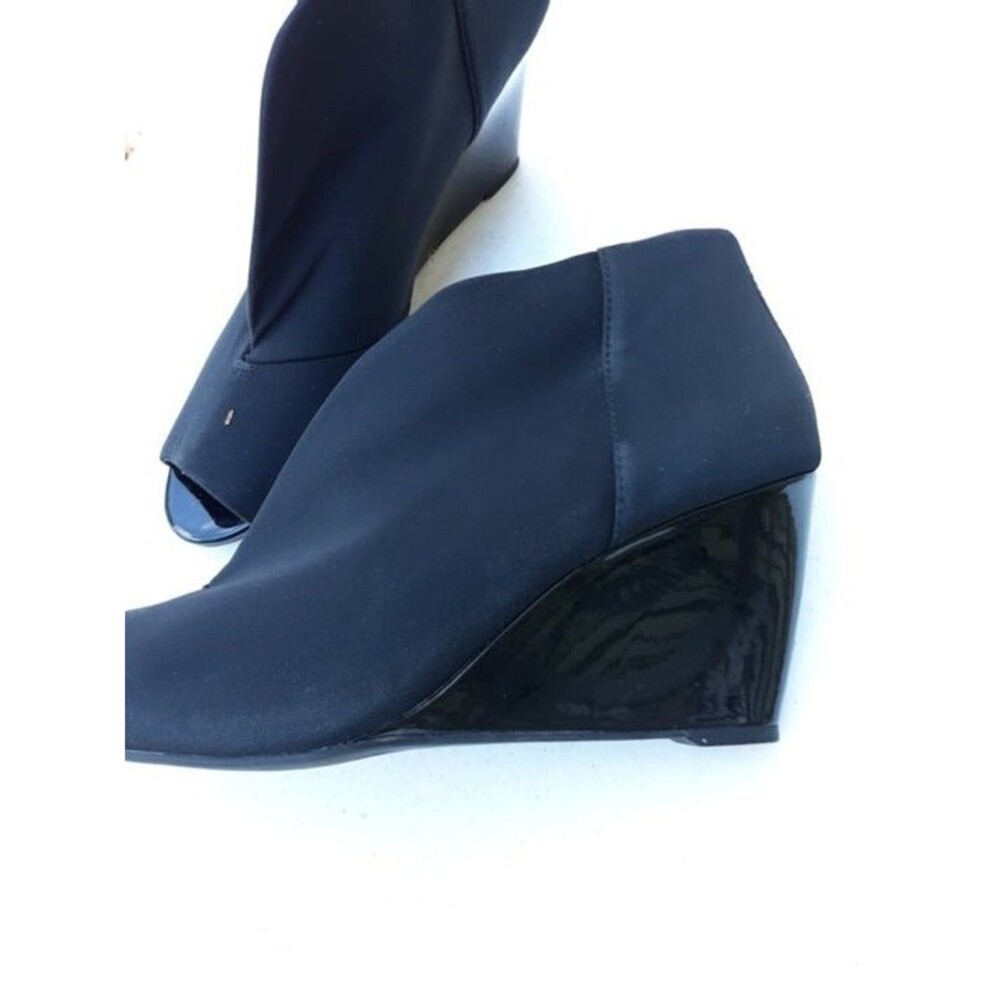 Womens Bandolino Blk Stetch Open Toe Wedges sz 9